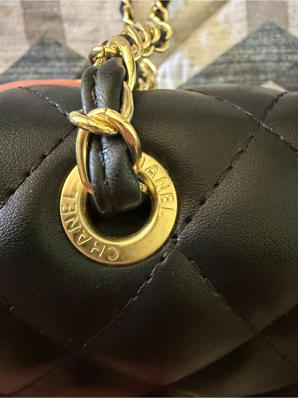 Black Quilted Chain-Handle Shoulder Bag no box, with dust bag - Picture 3 of 8